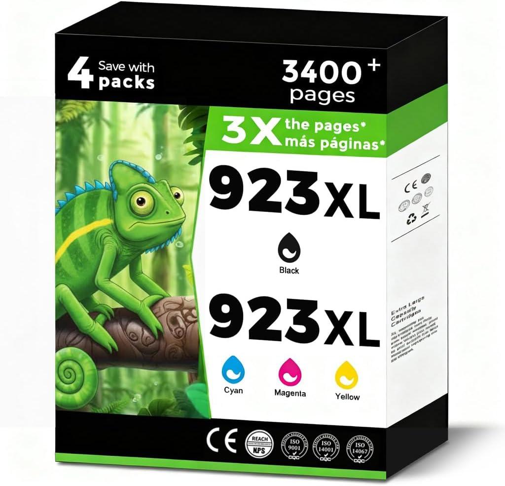 923XL (923e) Ink Cartridges Fit for HP OfficeJet Pro 8130e 8135e 8125e Printers Replacement for 923 e XL for HP923 8122e 8124 8124e 8125e 8139e 8130 8132e 8134e 8138e Black Cyan Magenta Yellow 4 Pack