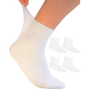 Mens Diabetic Ankle Socks Size 13-15 XL, Non-Binding, Thin, Cotton, 4 Pairs White Loose Fit Socks Men Ankle