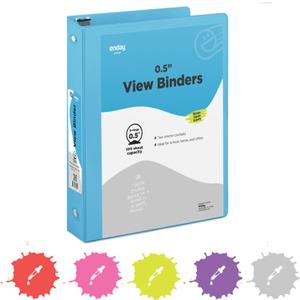 Inch 3 Ring Binder .5 inch Blue Clear View Cover with 2 Inside Pockets, Colored School Supplies Office and Home Binders By Enday