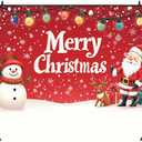 Christmas Banner 70.87x43.31 Inch Red Santa Snowman and Christmas Tree Design Polyester Wall Hanging Holiday Indoor Outdoor Decoration for Door Porch Party Home Display (Colorful 0762)