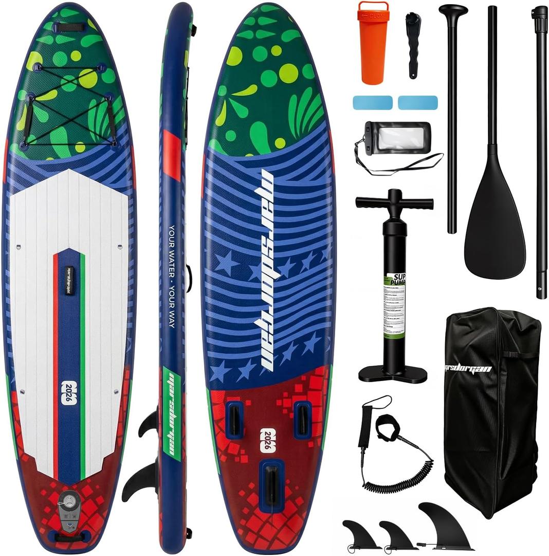 11'x34 Inflatable Paddle Board for Adults Youth, Extra Wide 430LBS Capacity SUP, Stable 2-3 Person Family for Lake Ocean Fishing Surfing Yoga, Includes Accessories
