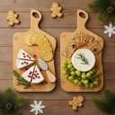 Jucoan 2 Pack Bamboo Cheese Board with Handles, 16 x 8.5 Inch Bamboo Wood Cutting Board Chopping Boards for Pizza, Bread, Cheese, Charcuterie, Fruit, Vegetables, New Home Housewarming Gift