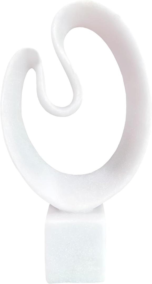 Swirl Abstract Resin Sculpture  Modern Minimalist Marble-Look Decorative Statue for Home, Office, Living Room, Bedroom Decor (White15a)