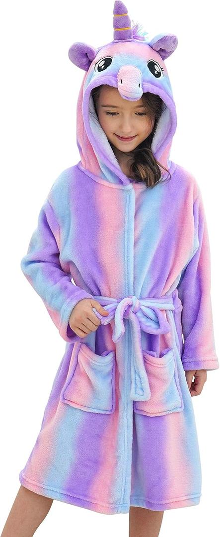 Doctor Unicorn Soft Unicorn Hooded Bathrobe Sleepwear - Unicorn Gifts for Girls (6-7 Years, Bright Purple)