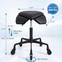 Saddle Stool Chair with Ultra-Quiet Wheels, Rolling Salon Stool with Adjustable Height, 360 Degree Swivel Ergonomic Chair for Hair Stylist, Clinic, Massage, Office, Home (Black), Standard