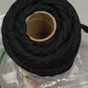 Natural Macrame Cord Cotton Rope with Wooden Beads & Rings, 6mm x109 Yards 4 Strand Twisted, Munzong Handmade Macrame Rope for Wall Hanging, DIY Craft, Knitting Plant Hanger(100m, Black)