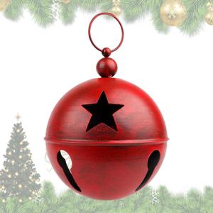 2pcs Large Christmas Bells for Decoration 8.3inch Rustic Vintage Christmas Decor Ball Christmas Tree Onaments Red Bells for Christmas Decorations Red