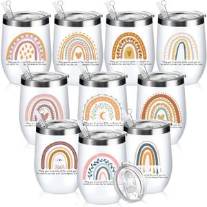 Sieral 10 Pcs Employee Appreciation Gift Inspirational May You Be Proud Cup 12 oz Stainless Insulated Rainbow Mug with Lid Thank You Gift for Graduation Medical Assistant Teacher Coworker