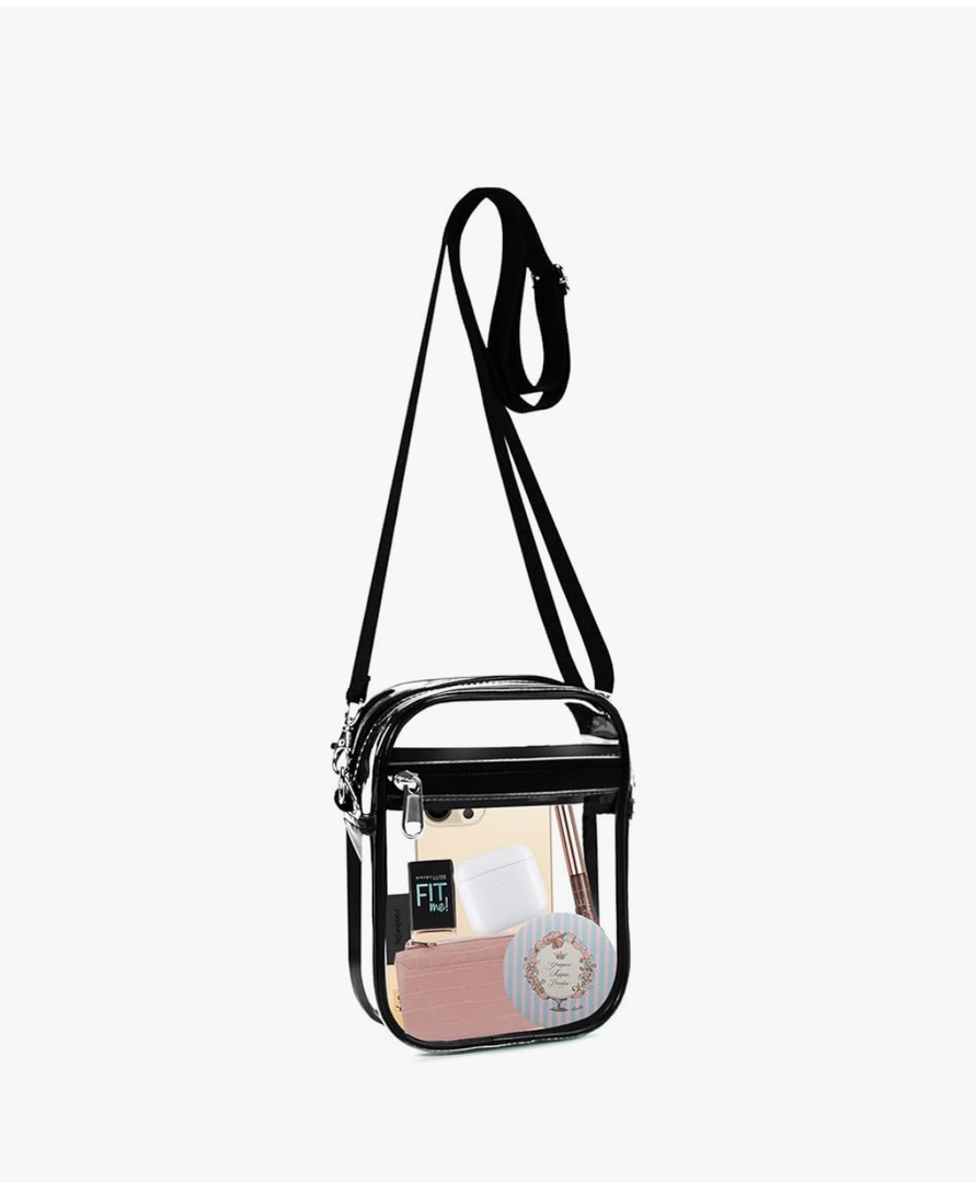 Fibrdoo Clear Crossbody Purse Bag, Clear Bag Stadium Approved with Front Pocket for Concerts Sports Festivals
