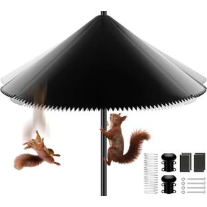 19-inch Squirrel Baffle,Wide Squirrel Proof for Bird Feeder PolePole-Mounted Guard for Outdoor BirdhousePlastic Squirrels Deterrent for Shepherd's Hook(Black) 1 Pack