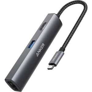 Anker USB C Hub Adapter, 5-in-1 USB C Adapter with 4K HDMI, Ethernet Port, 3 3.0 Ports, for MacBook Pro, iPad Pro, XPS, Pixelbook, and More