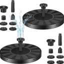 2 Packs Solar Bird Bath Fountain Pump with 6 Nozzle Solar Powered Bird Bath Floating Panel Water for Garden Fish Tank Pool(5.1 Inch)