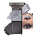 Two Color Matte Shimmer Eyeshadow, Gray Black Double Pigment Eye Shadow Powder, Long-Lasting Waterproof Makeup Palette,Blendable, Easy-To-Apply and Compact for Travel0.14 Oz,01#