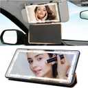 Car Sun Visor Vanity Mirror with Protective Cover, LED Makeup Mirror with 3 Light Modes, Dual Rechargeable Dimmable Touch Control Travel Vanity Mirrors, Universal for Car SUV Truck (Black)