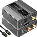 VPFET Analog to Digital Audio Converter RCA to Optical with Cable 3.5mm AUX Jack Toslink and Coaxial Adapter for Soundbar
