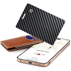 [Apple MFi Certified] Wallet Tracker Card with Apple Find My (iOS Only) Rechargeable Air Tracker Tags Bluetooth Wallet Finder IP68 Waterproof GPS Tracker Item Finder for Keys, Bags, Passport Black