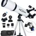 Telescope 80mm Aperture 600mm - Astronomical Portable Refracting Telescopes Fully Multi-Coated High Transmission Coatings AZ Mount with Tripod Phone Adapter, Wireless Control, Carrying Bag. (80600White)