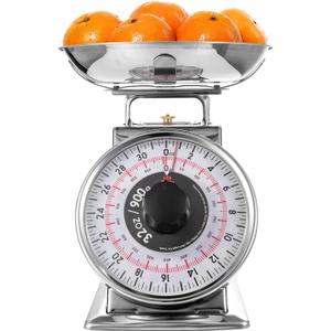 Tada 2 Pound Precise Portions Analog Food Scale 32 Ounces Stainless Steel Mechanical Kitchen Scale Removable Bowl, Tare Function, Retro Style, Kitchen Friendly