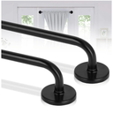 2 Pack Magnetic Curtain Rod for Metal Doors, French Door Curtain Rods Adjustable from 17 to 30 Inch, 3/8 Inch Diameter, Magnetic Cafe Curtains Rod, No Tool and Easy Installation, Black