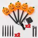BRIGHTDECK Halloween Pumpkin Stake Lights, Set of 10 Decorative Solar Pumpkin Lights, Waterproof Halloween Decorations for Outdoor Garden and Yard