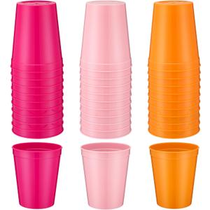 Yungyan 24 Pcs Reusable Plastic Cups 16 Oz Baby Shower Cups for Birthday Camp BabyShower Decorations Bridal Shower Wedding Boho Party (Pink)