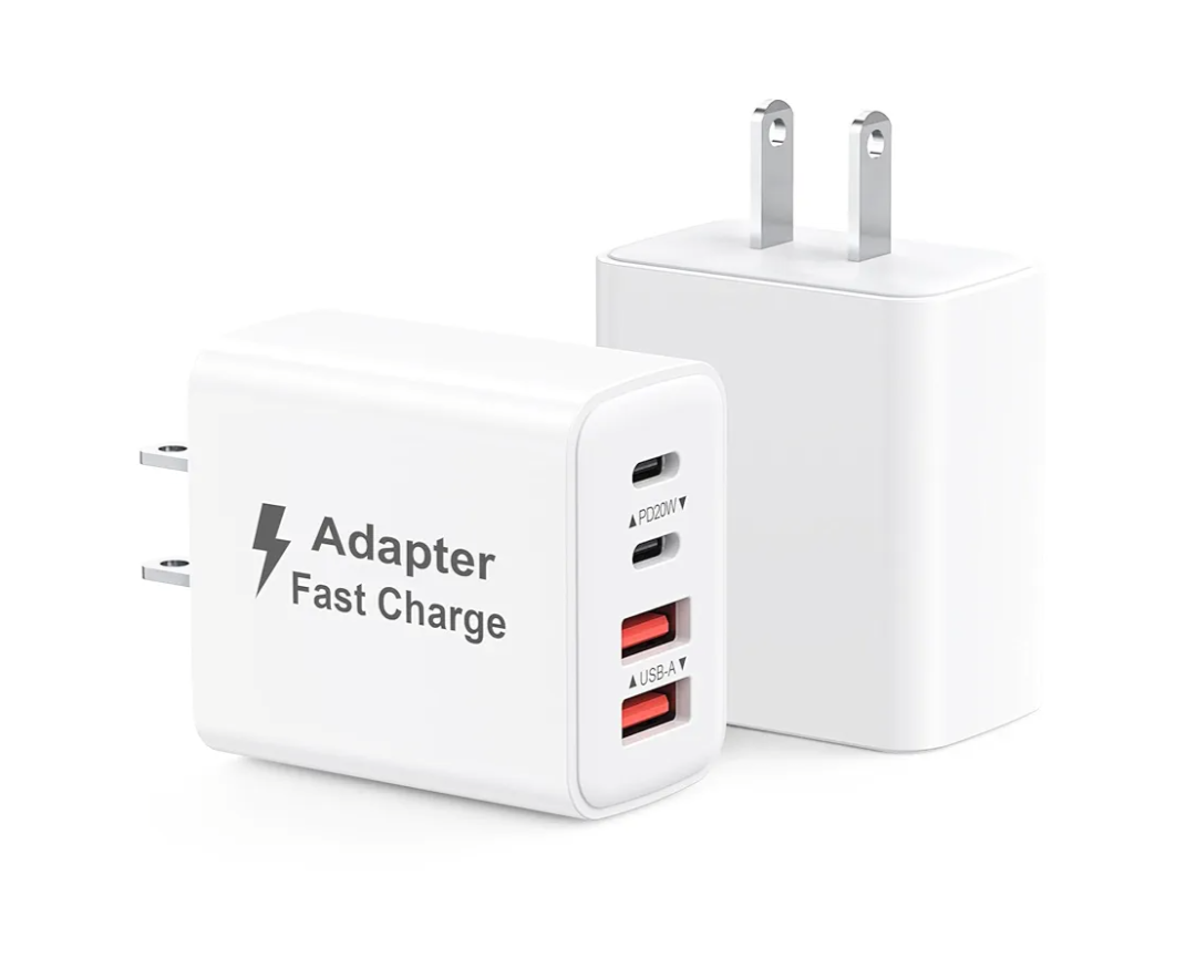 USB C Charger Block 40W, 2Pack 4-Port Type C Fast Charging Blocks PD USBC Plug Adapter + QC USB Wall Charger Cube Multiport Brick Compatible with iPhone 16 15 14 13 12 11 Pro Max XS, Samsung