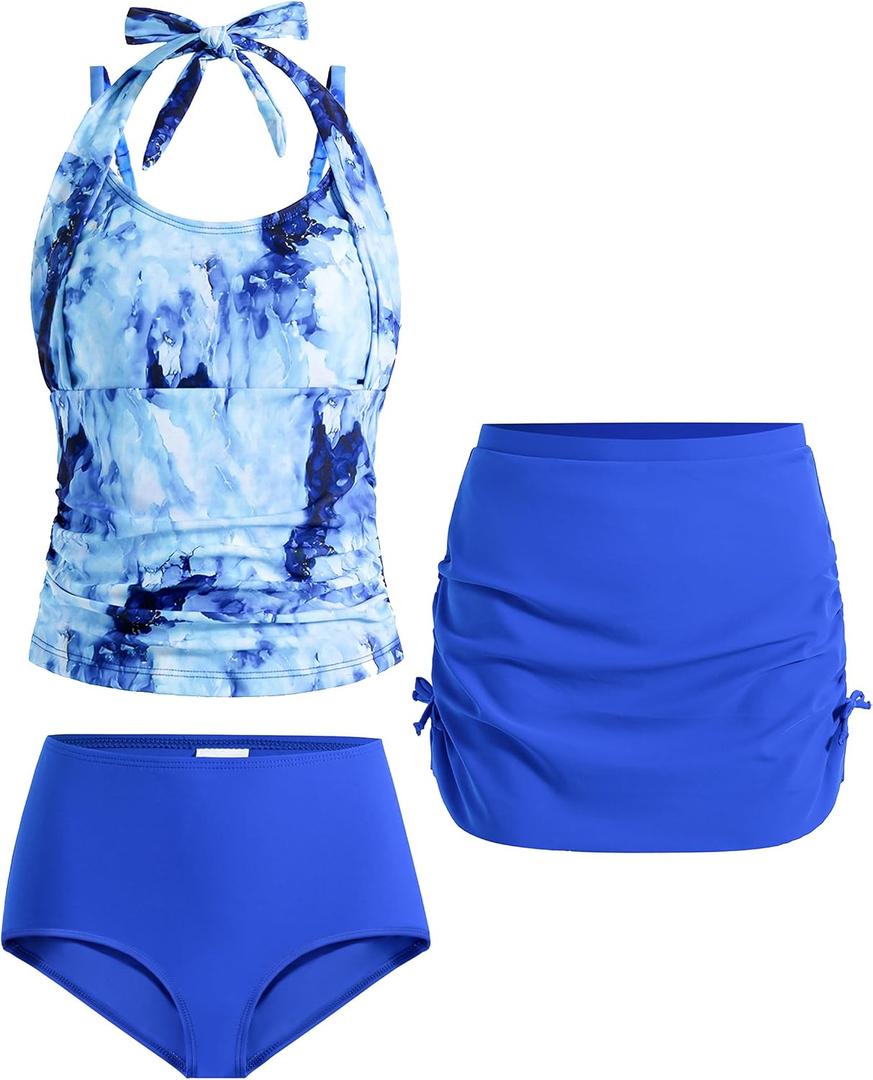 Teen Girls Swimsuits Halterneck Tankini Bathing Suits for 7-16