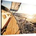 Hardy Gallery sailboat wall art coastal pictures: sunset wall decor sailing artwork nautical ocean print in canvas painting for bathroom 11" x 16"