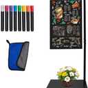 Amazon.com : Pubell Chalkboard Signs with Stand, Black Metal Easel,18.3" x 11.8" Double-Sided Hanging Outdoor Chalkboard Sign for Cafe Bar, Bistro, Florist, or Wedding : Office Products