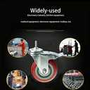 Heavy Duty Stem Caster Wheels Double Bearing PU Castors No Noise Swivel Casters M8-1.25x25mm 4 Packs with Dual Locking (4 Inch,With Brake)