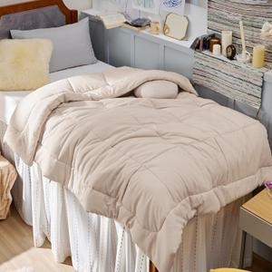 Bedsure Comforter Duvet Insert - Quilted Comforters Twin XL Size, All Season Duvet, GentleSoft Down Alternative Bedding, with 8 Tabs, Gifts for Women/Men, Beige, Twin XL 92 x 68 Inches