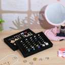 6 Pcs Velvet 7 Slots Ring Earrings Showcase Trays Velvet Ring Display Tray