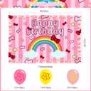 2 x Cartoon Kitty Cat Happy Birthday Backdrop Kitty Cat Banner Poster for Cartoon Cat Theme Party Decorations Birthday Supplies Background Studio Shoot Photo Props Booth