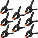 12 Pack Plastic Spring Clamps, 3.5inch Small Heavy Duty Clips for Crafts, Backdrop Stand, Woodworking, Photography Studios (Black)