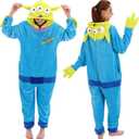 COSUSKET Snug Fit Unisex Adult Onesie Pajamas, Flannel Cosplay Animal One Piece Halloween Costume Sleepwear Home wear (Green/Blue)