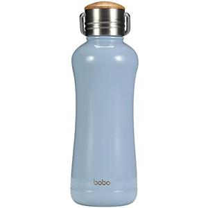 YOHKOH Mini Vacuum Insulated Water Bottle With Bamboo Lid - Stainless Steel Thermos Water Bottle for Women Girls Kids, Metal Sports Hot and Cold Water Bottle Leak-Proof BPA-Free (11.8oz,Blue)