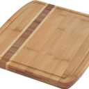 Norpro 12x10-Inch Bamboo Cutting Board with Juice Catching Groove, Brown (7637)