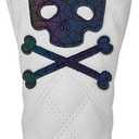 Skull and Crossbones Golf Club Head Covers Skeleton for Driver, Fairway Wood and Hybrid Soft Synthetic PU Leather Diamond Pattern Design Headcovers