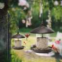 Pack of 2 Bird Feeder for Outdoor Hanging. Brown Top