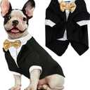 Dog Tuxedo, Formal Pet Clothes Shirt Costume Wedding Attire Party Bow Tie Suit, Pet Outfit for Small Medium Large Dogs Cats, Halloween Pet Costumes Birthday Puppy Clothing Christmas Apparel (M) (Black)