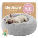 Bedsure Calming Dog Bed for Medium Dogs - Donut Washable Medium Pet Bed, 30 inches Anti-Slip Round Fluffy Plush Faux Fur Cat Bed, Fits up to 45 lbs Pets, Pale Grey, Size: 30"L x 30"W x 8"Th
