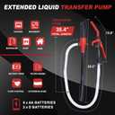 Electric Fuel Transfer Pump Powered, 2.2GPM Portable Fluid Transfer Siphon Pump with Oil Pipeline, Battery Gas Pumps with Adjustable Flow Control Nozzle for Car Gas Can/Gasoline/Water/Oil