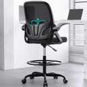 Kensaker Drafting Chair Tall Office Chair, Ergonomic Standing Desk Chair with Adjustable Foot Ring and Flip-up Armrests, Mesh Computer Chair for Art Studio, 300 LBS, Black