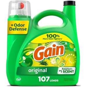 Gain Liquid Laundry Detergent, Original Scent, 154 fl oz, 107 loads, Freshness + Odor Fighting, Laundry Detergent Liquid Soap, HE compatible