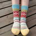 YZKKE 5Pack Womens Vintage Winter Soft Warm Thick Cold Knit Wool Crew Socks, Multicolor, free size