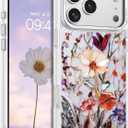 DOMAVER for iPhone 17 Pro Max Case Cute, Magnetic Phone Cases for iPhone 17 ProMax [Compatible with MagSafe] Slim Fit Flowers Floral Design Shockproof Protective Cover Women Girls - Marble Flowers