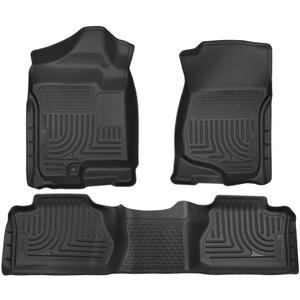 Husky Liners Weatherbeater Floor Mats | Fits 2007-2013 Chevrolet Silverado & GMC Sierra 1500, 2500, 3500 Extended CAB ONLY (Footwell Coverage) | Front & 2nd Row, 3-pc Black - 98211