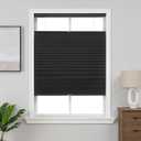 Joydeco No Tools No Drill Blinds for Indoor Windows, Cordless Window Blinds Cellular Shades Top Down Bottom Up Blackout Honeycomb Blinds Thermal Insulated Noise Reduction (Black, 34" W x 64" H)