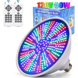 Led Pool Lights for Inground Pool, 120V 50W RGB Color Changing Pool Light Bulb, E26 Replacement Bulbs for 500W Pentair and Hayward Fixture with Remote Control