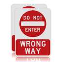 OLANZU Do Not Enter Signs - Pack of 2 - Wrong Way Metal Sign - 24 x 18 - High Intensity Prismatic Aluminum 60 mil - Rust & Fade Resistant Honeycomb Reflective Metal Do Not Enter Signs (Pack of 2, Red and White 24" x 18")